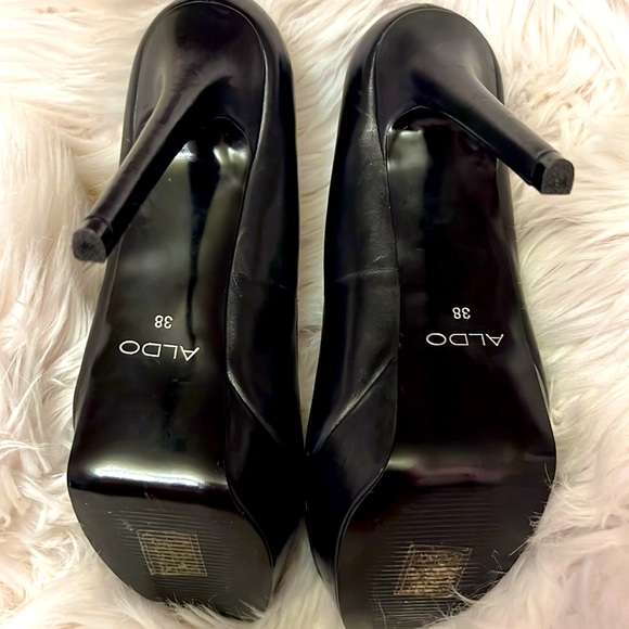 Women’s Black Leather Platform High Heel - Picture 4 of 11